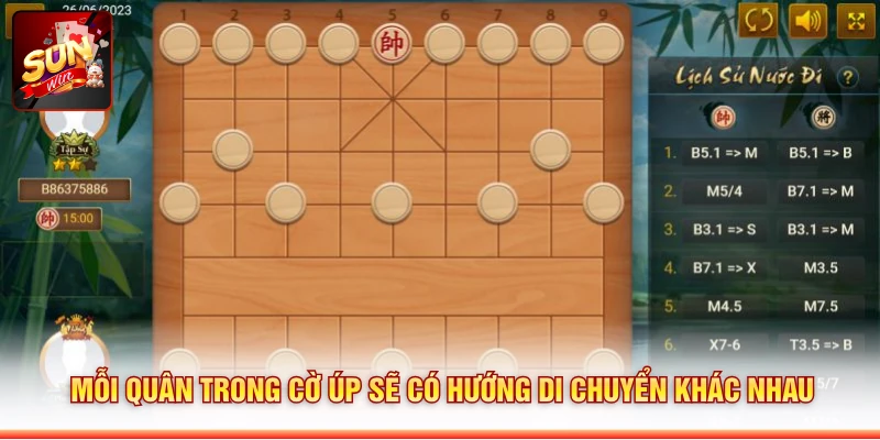 Mỗi quân trong Cờ Úp sẽ có hướng di chuyển khác nhau
