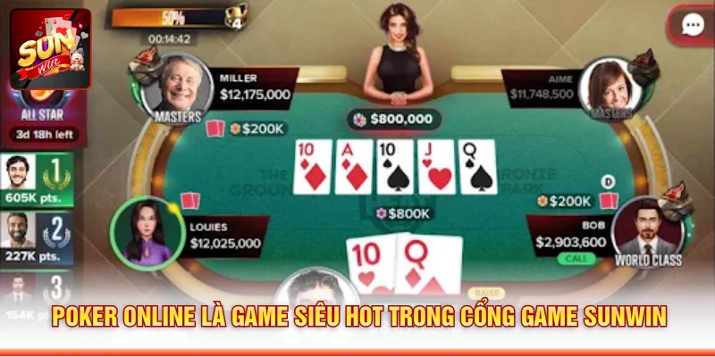 Poker online là game siêu hot trong cổng game SUNWIN