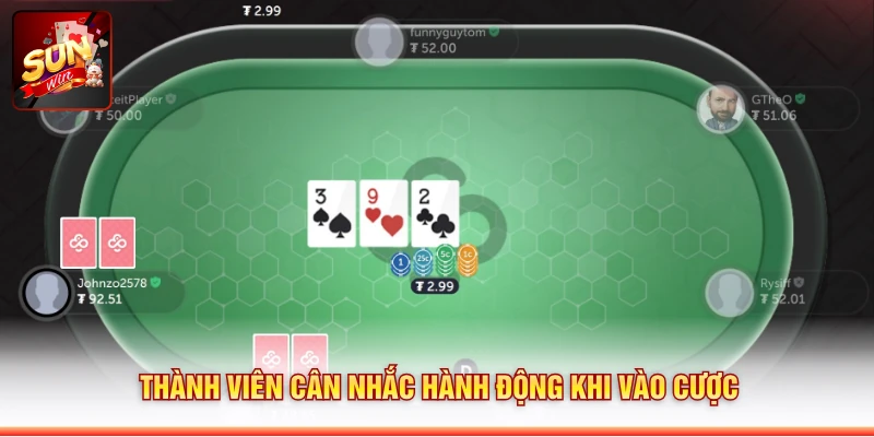 Thành viên cân nhắc hành động khi vào cược